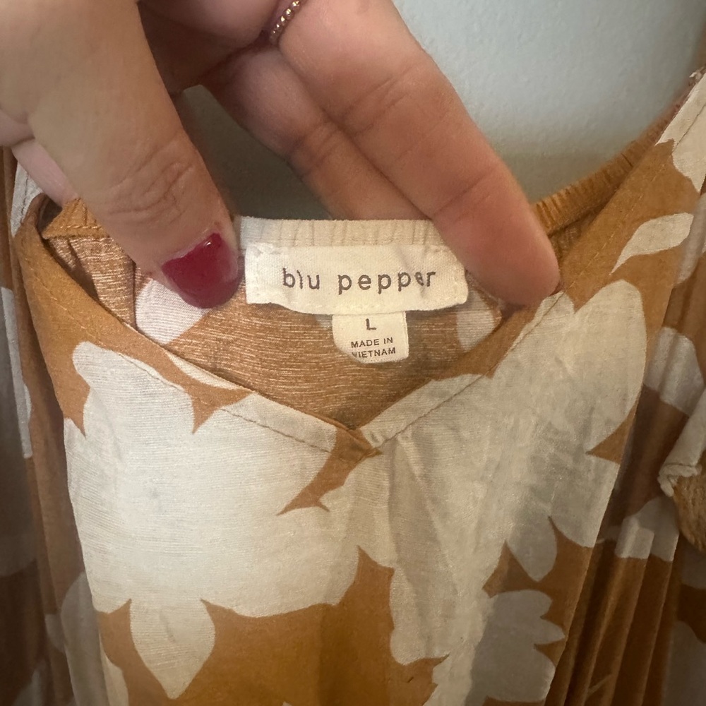 Blu Pepper Tan and Orange Floral Dress - Picture 5 of 5